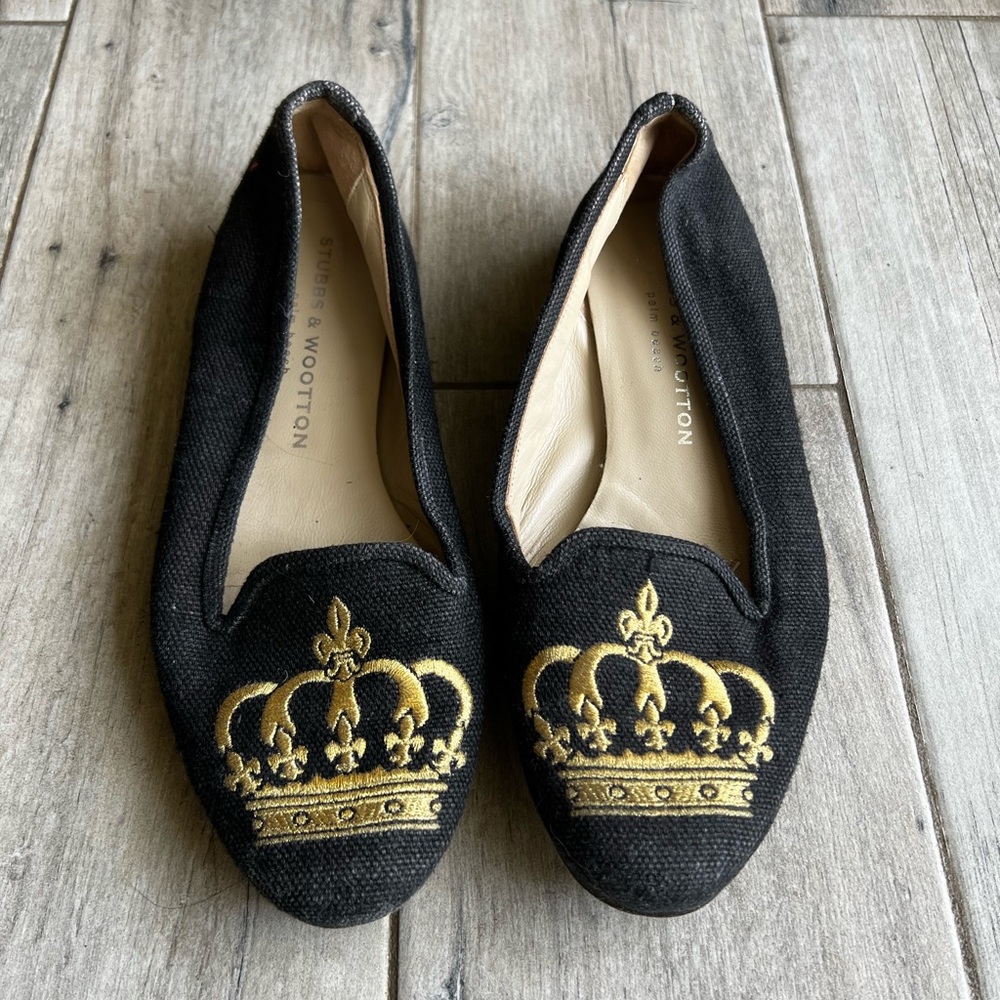 Stubbs & Wootton linen slippers. Size 7.5